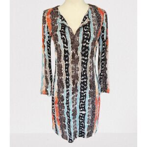 Diane Von Furstenberg Reina Silk Jersey Tunic Shift Dress Oasis Snake Multi